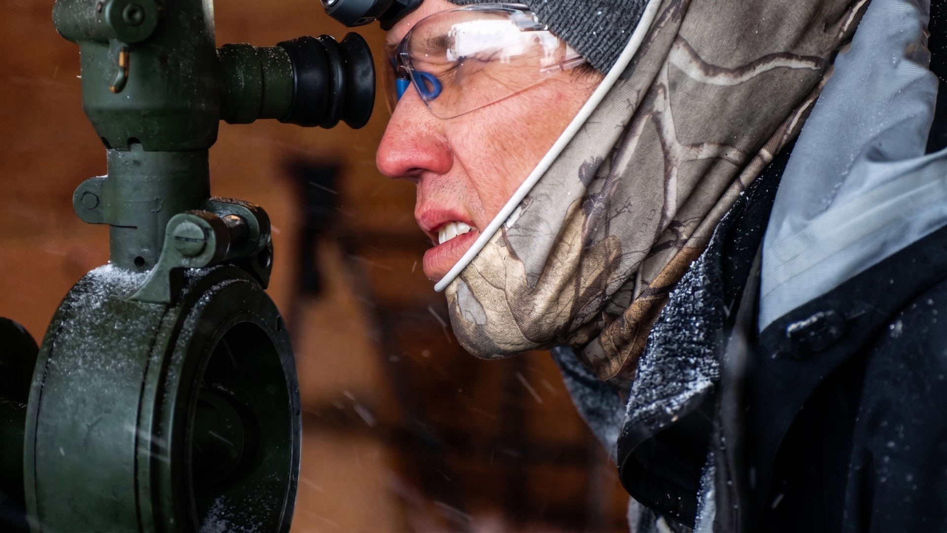 The team works in brutal snow and whiteout conditions.