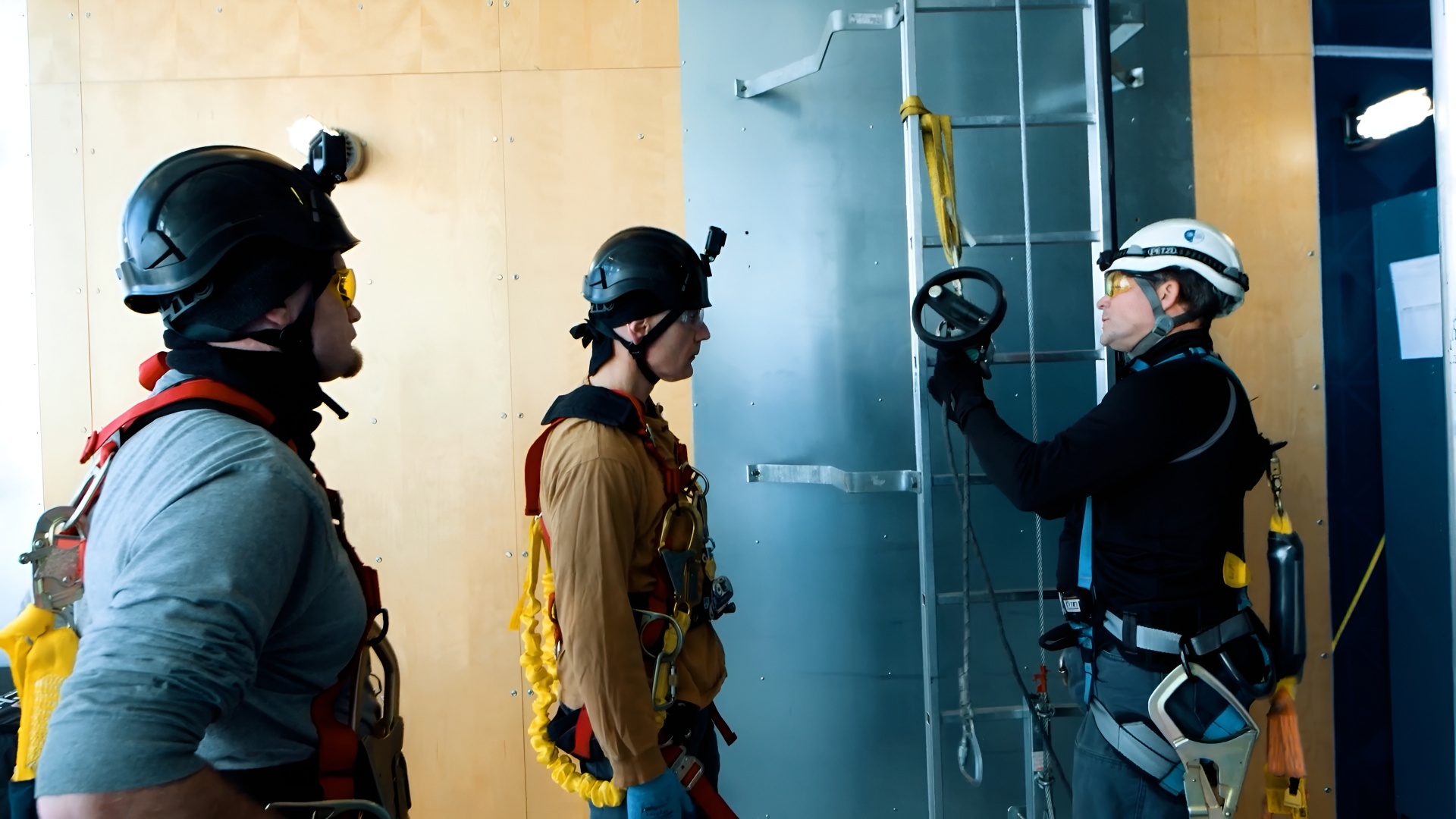 Wind technicians work high above the ground.