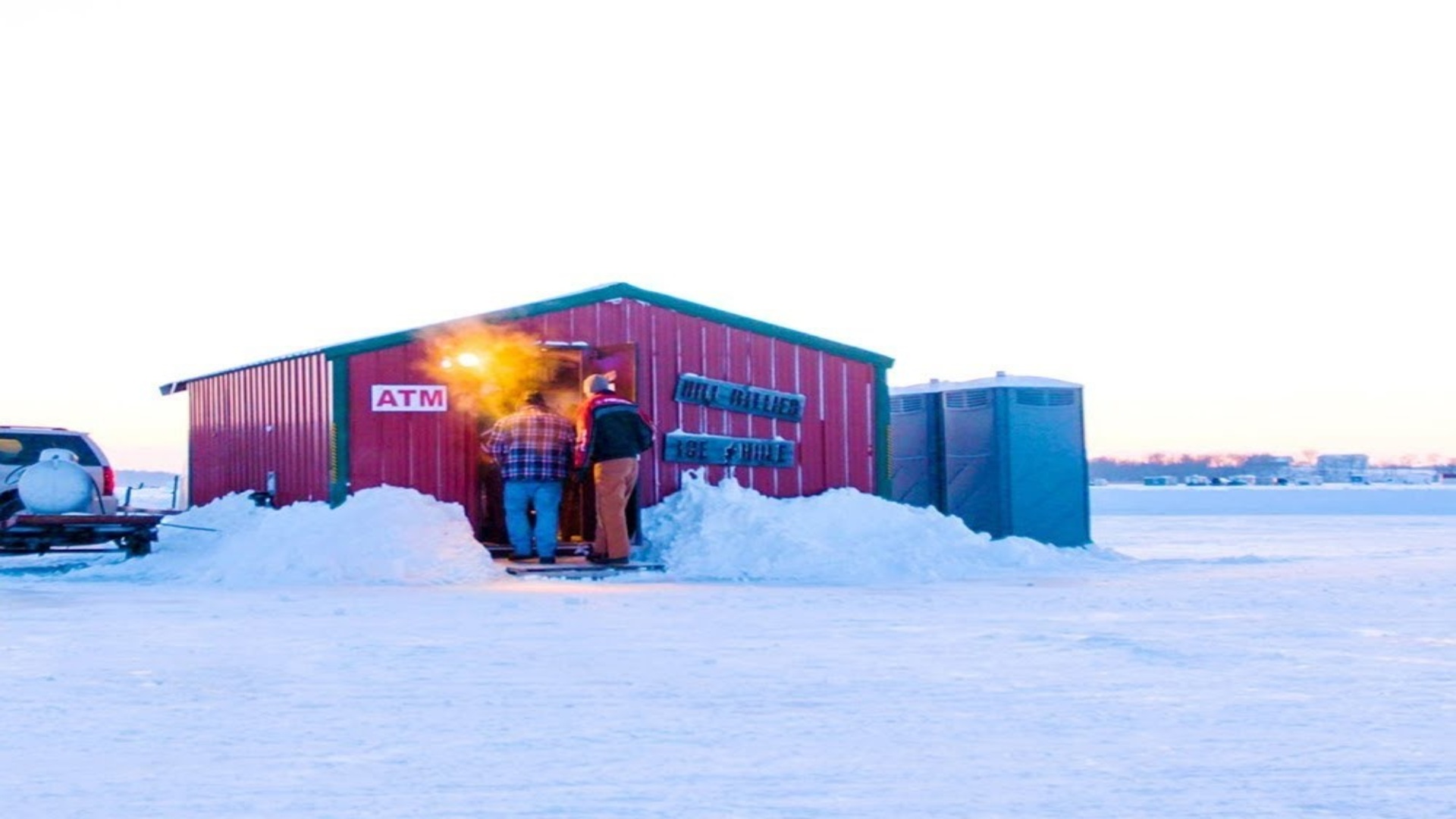 Minnesota ice bar on a frozen lake